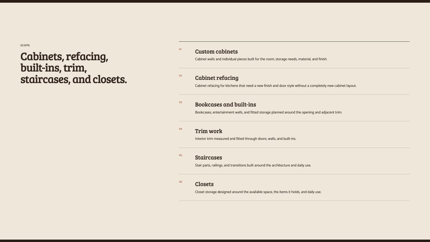 The service section of the new homepage
