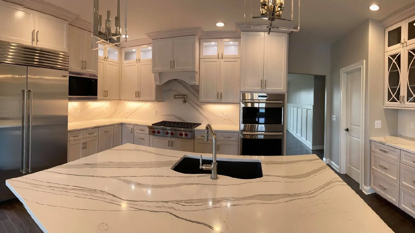 White kitchen with detailed cabinets